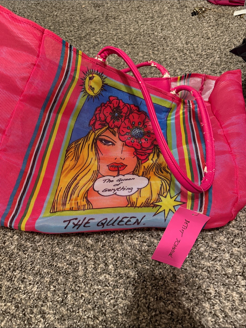 Betsey Johnson Hot Pink Graphic 'The Queen' Tote
